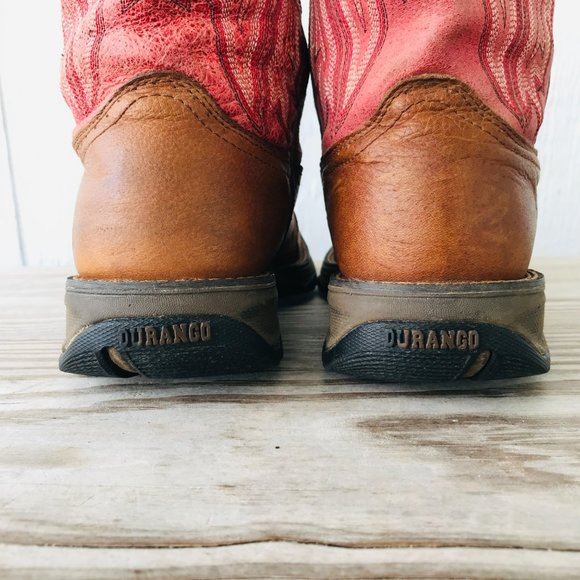 Durango Pink and Brown Heeled Boots - Picture 9 of 11